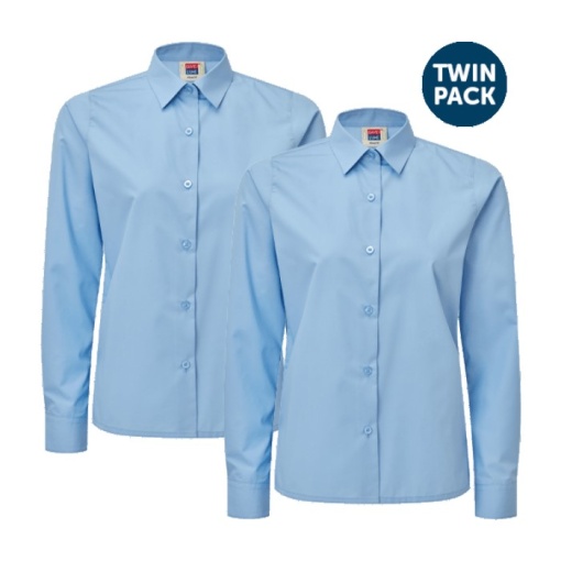 David Luke Eco Long Sleeve Blouse Blue, Denbigh, Oakgrove Secondary, Oxley Park Academy, Shirts & Blouses