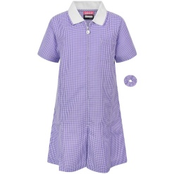 Girls Gingham Dress Purple, Dresses, Fairfields Primary, Newton Leys Primary