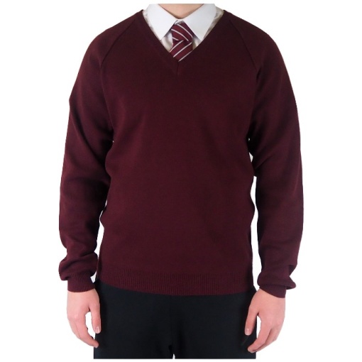 Maroon Knitted V-Neck Jumper, Kents Hill Park Secondary, Cardigans & Jumpers