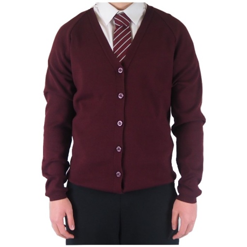Maroon Knitted Cardigan, Kents Hill Park Secondary, Cardigans & Jumpers
