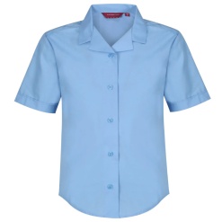 Winterbottom's Short Sleeve Revere Blouse Blue, Blouses