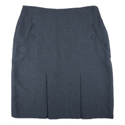 JUNIOR TWO PLEAT SKIRT GREY, Girls Trousers & Skirts