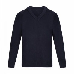 Navy Knitted V-Neck Jumper