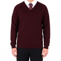 Maroon Knitted V-Neck Jumper